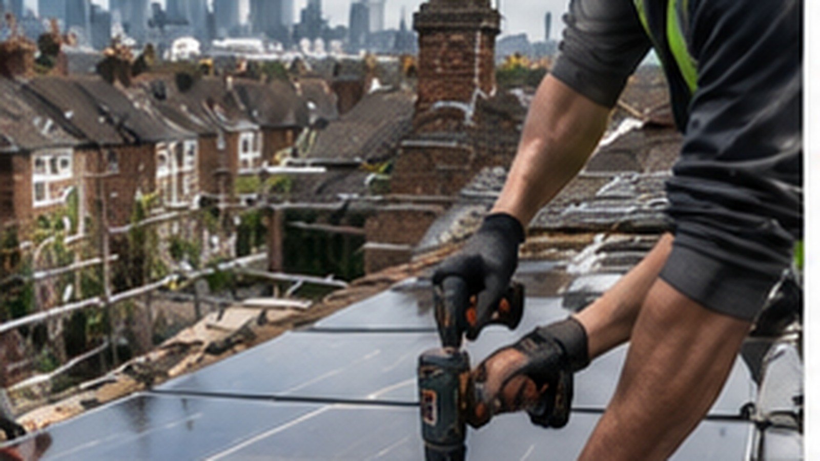Solar installation in progress on a London home